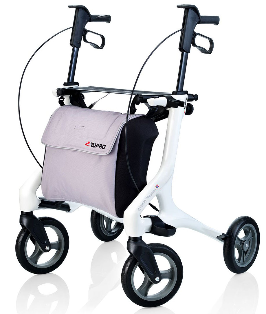 Rollator von Pegasus in weiß freigestellt vor hellem Hintergrund.
